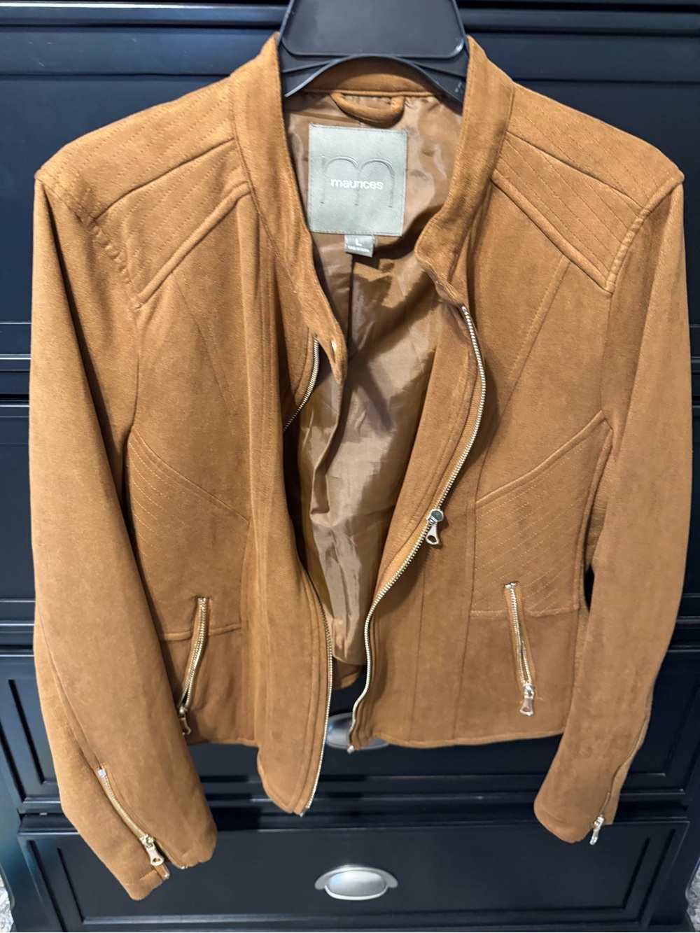 Maurices Suede Moto Jacket - Camel Brown
